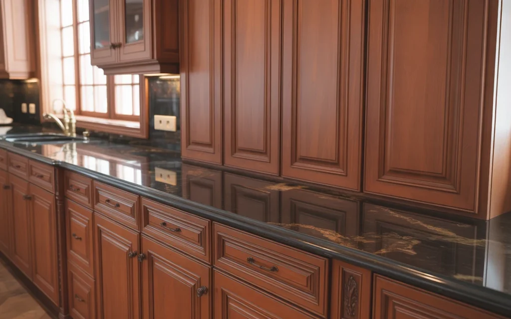 cherry kitchen countertop cabinets